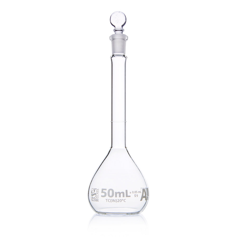 Globe Scientific Narrow Mouth Volumetric Flask 8200050 50 mL Borosilicate Glass
