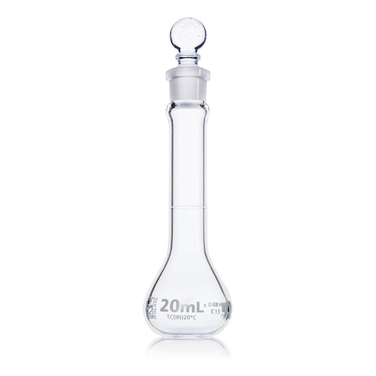 Globe Scientific Wide Mouth Volumetric Flask 8230020 20 mL Borosilicate Glass