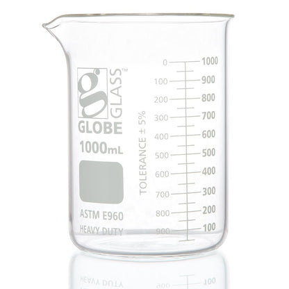 Globe Scientific Borosilicate Glass Beaker Globe Glass Low Form 10 mL to 4000 mL