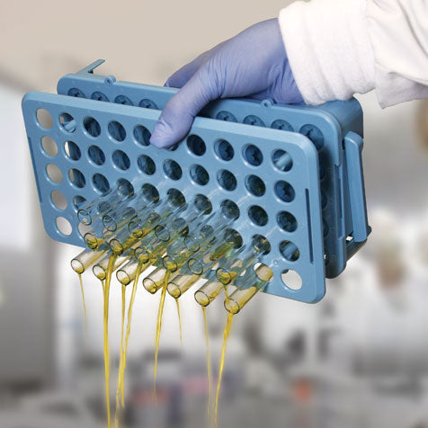 Globe Scientific Grip Rack - 50-Place, Rubber Grippers, Inversion Decanting | POM