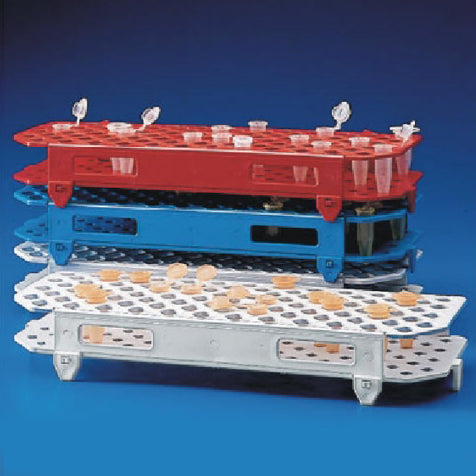 Globe Scientific Snap-N-Rack 1.5mL 2.0mL Microcentrifuge Tube Rack 100-Place PP 4 colors Italy