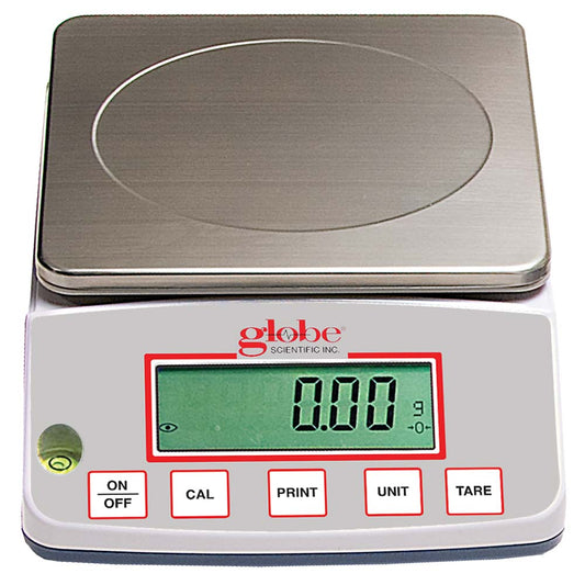 Globe Scientific Top-Loading Balance 1000g × 0.01g Portable External Cal | GBBH-1002 | LabSupplies.com