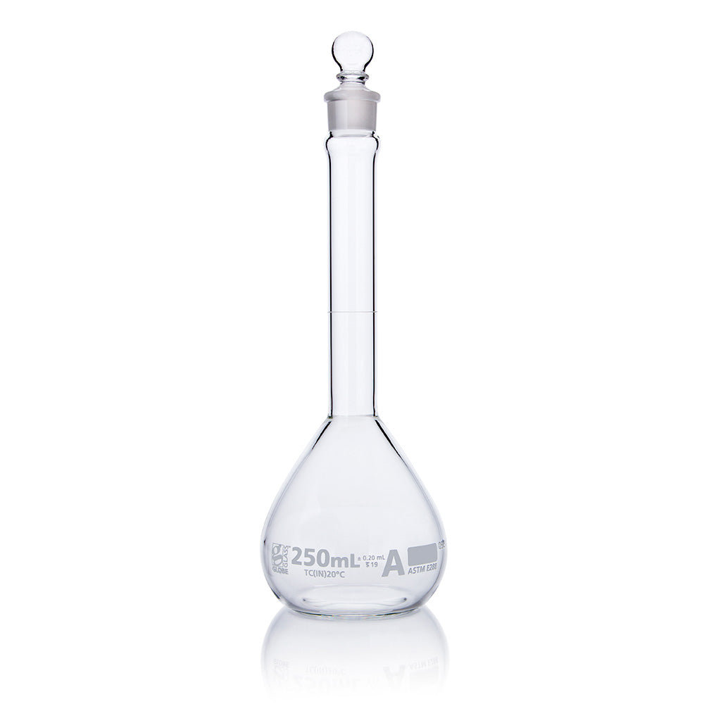 Globe Scientific Wide Mouth Volumetric Flask 8230250 250 mL Borosilicate Glass