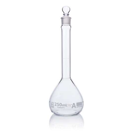 Globe Scientific Wide Mouth Volumetric Flask 8230250 250 mL Borosilicate Glass