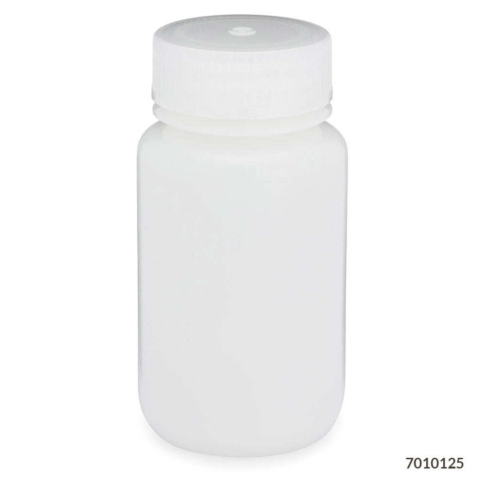 Globe Scientific Bottle, Wide Mouth, Hdpe Bottle, Attached Pp Screw Cap, 12/Pack 30 mL to 500 mL