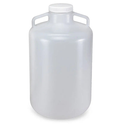 Globe Scientific Carboy, Round with Handles, Wide Mouth, PP, White PP Screwcap, 20 Liter, Molded Graduations, Autoclavable 7210020 Laboratory Equipment