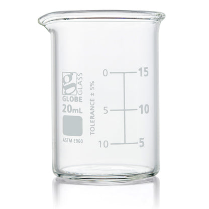 Globe Scientific Borosilicate Glass Beaker Globe Glass Low Form 10 mL to 4000 mL