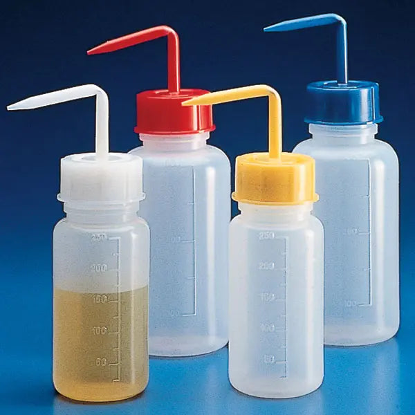 Globe Scientific Wash Bottle, Squeeze with Wide Mouth, Screwcap, PE, 500mL, Clear/Natural 601638 Laboratory Equipment