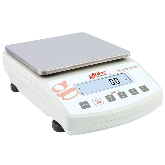 Globe Scientific Top-Loading Balance 6000g × 0.1g Portable Internal Cal | GBPH-6001C | LabSupplies.com