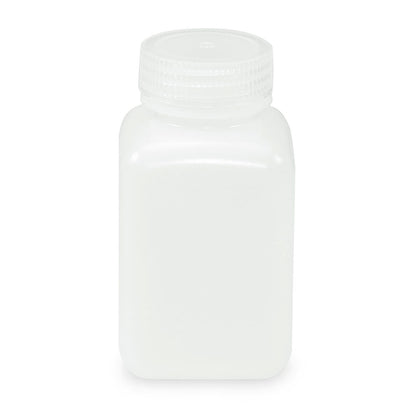 Globe Scientific Bottle, Wide Mouth, Square, Hdpe, Attached Pp Screw Cap, 12/Pack 60 mL to 500 mL