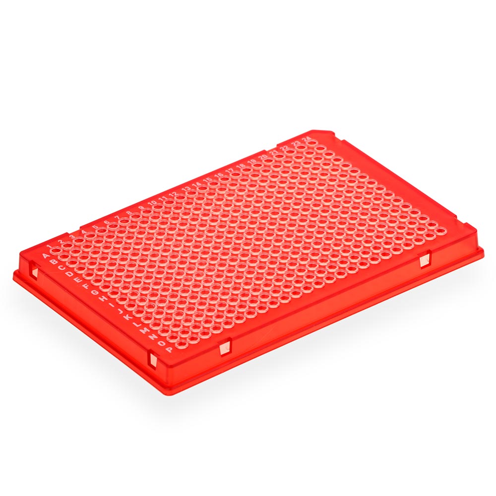 384-Well PCR Plates, Diamond Shell Two-Component PC Frame/PP Wells, A24 Single Notch — 8 Color & Barcode Options, 50/Case | Globe Scientific