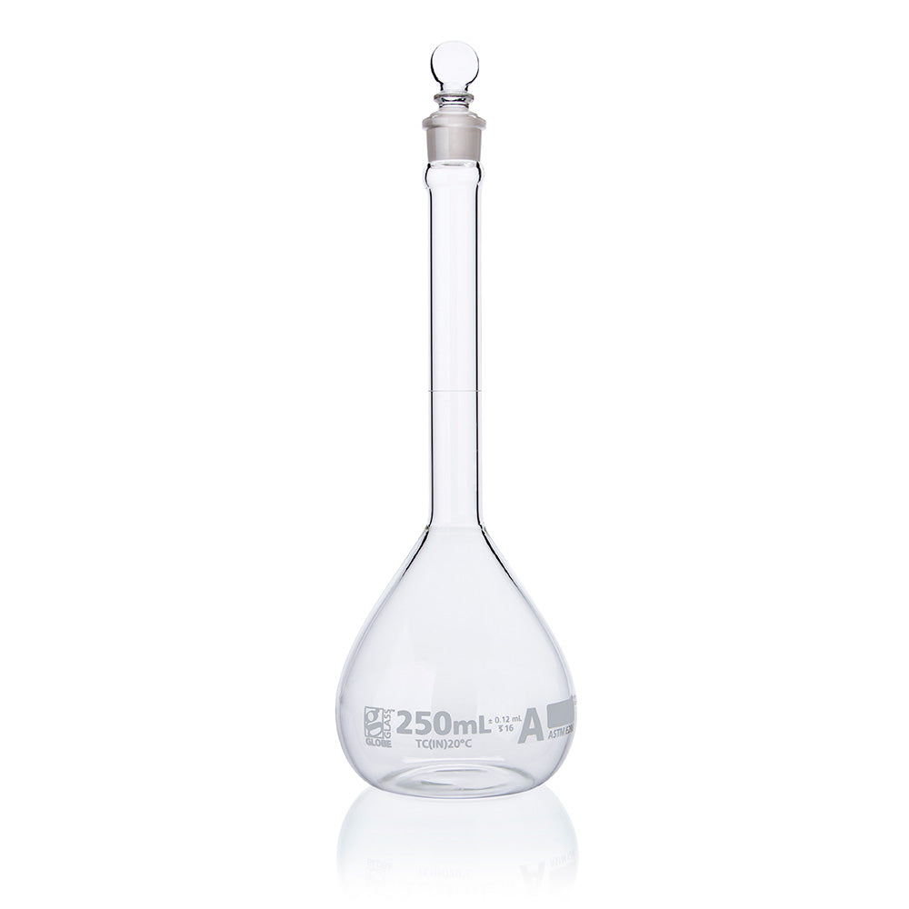 Globe Scientific Narrow Mouth Volumetric Flask 8200250 250 mL Borosilicate Glass