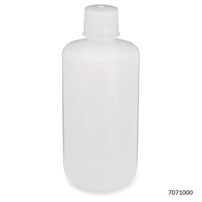 Globe Scientific Bottle, Narrow Mouth, Ldpe Bottle, Attached Pp Screw Cap, 6/Pack 1000 mL