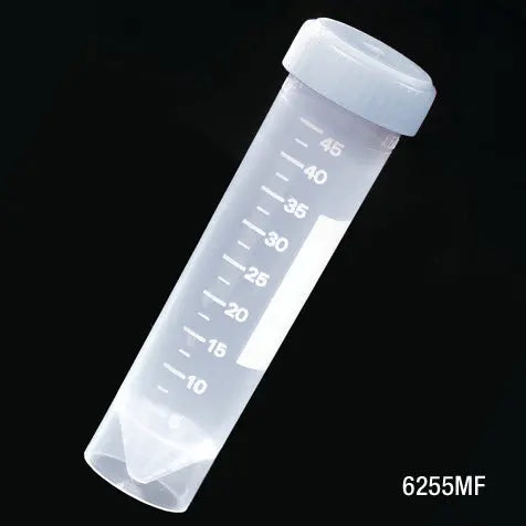 Globe Scientific Transport Tube, 50mL, with Separate Natural Screw Cap, PP, Printed Graduations, Conical Bottom, Self-Standing ** METAL-FREE ** 6255MF Laboratory Equipment