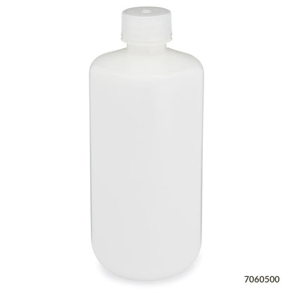 Globe Scientific Bottle, Narrow Mouth, Hdpe Bottle, Attached Pp Screw Cap, 12/Pack 30 mL to 500 mL