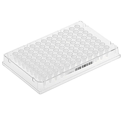 Diamond Shell 96-Well Full Skirt PCR Plate Clear Frame - White Wells (Barcoded) Case