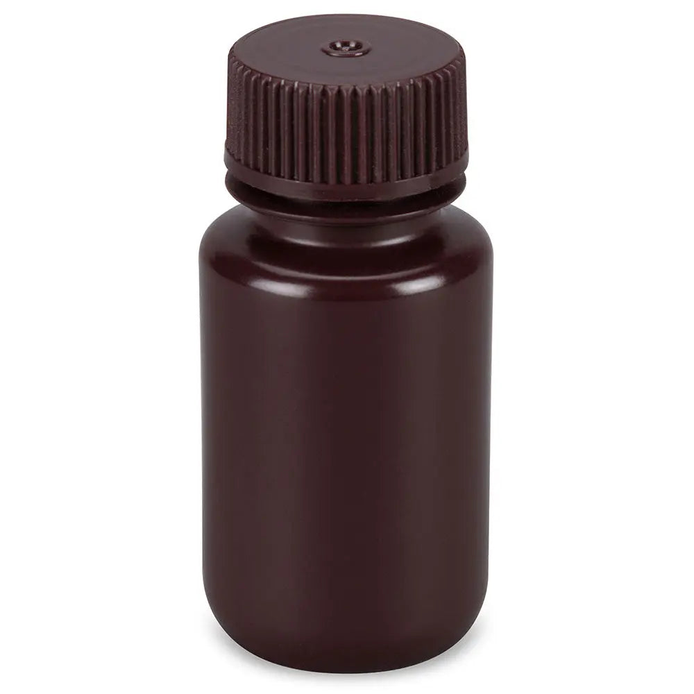 Globe Scientific Bottle, Wide Mouth, Round, Amber HDPE with Amber PP Closure, 60mL, Bulk Packed with Bottles and Caps Bagged Separately, 1000/Case 7510060AMBKS Laboratory Equipment