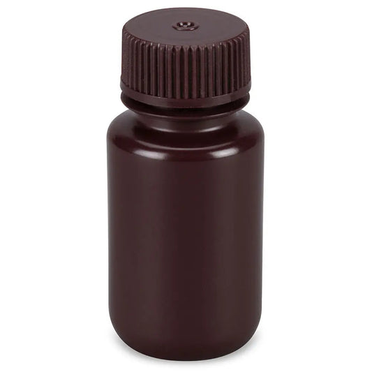 Globe Scientific Bottle, Wide Mouth, Round, Amber HDPE with Amber PP Closure, 60mL, Bulk Packed with Bottles and Caps Bagged Separately, 1000/Case 7510060AMBKS Laboratory Equipment