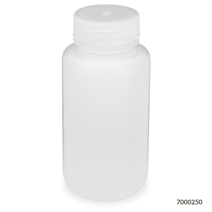Globe Scientific Bottle, Wide Mouth, Pp Bottle, Attached Pp Screw Cap, 12/Pack 30 mL to 500 mL