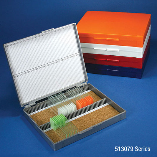 Microscope Slide Box, 100-Place, Cork Lined | Globe Scientific 513079