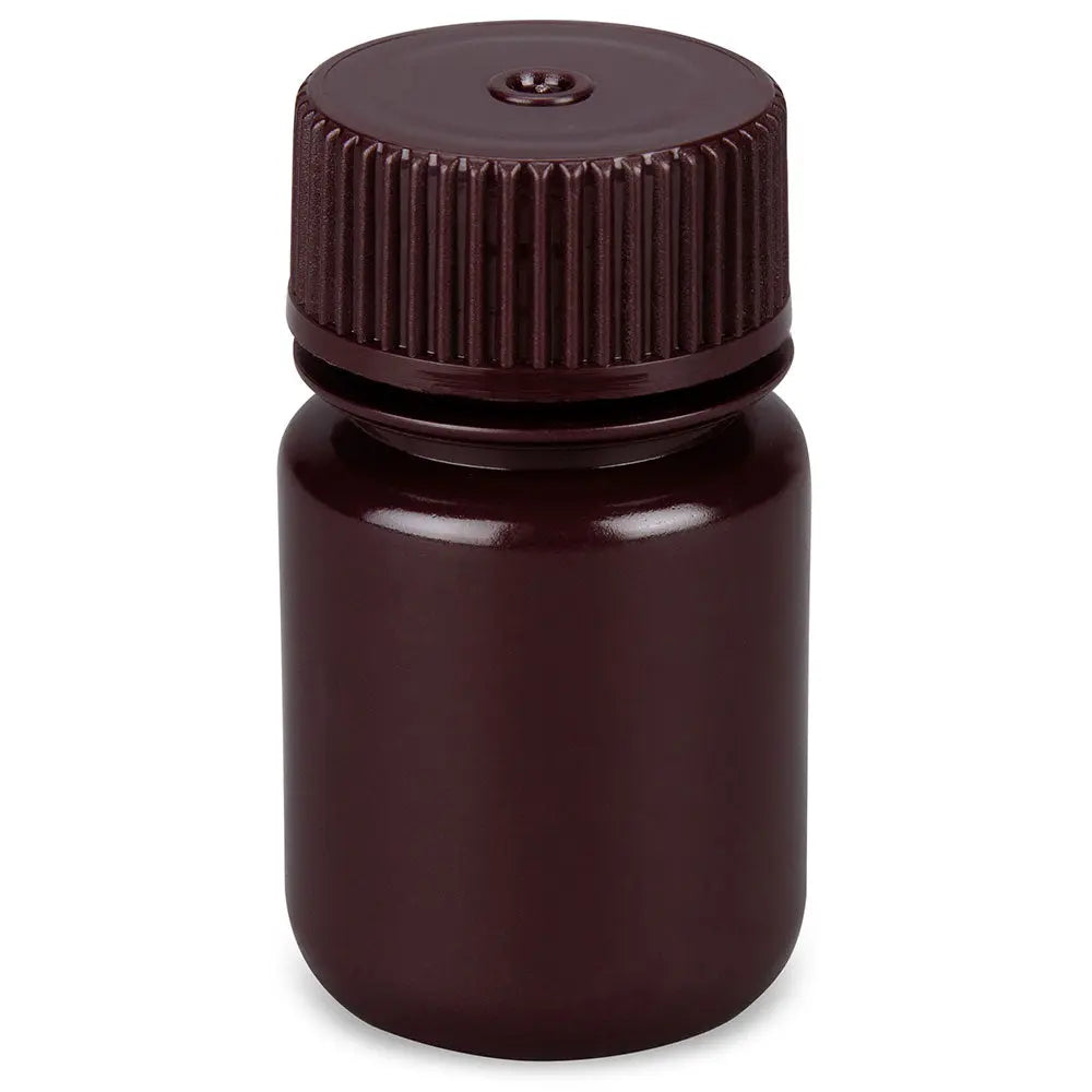 Globe Scientific Bottle, Wide Mouth, Round, Amber HDPE with Amber PP Closure, 30mL, Bulk Packed with Bottles and Caps Bagged Separately, 1000/Case 7510030AMBKS Laboratory Equipment