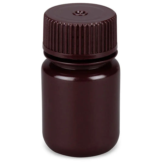 Globe Scientific Bottle, Wide Mouth, Round, Amber HDPE with Amber PP Closure, 30mL, Bulk Packed with Bottles and Caps Bagged Separately, 1000/Case 7510030AMBKS Laboratory Equipment