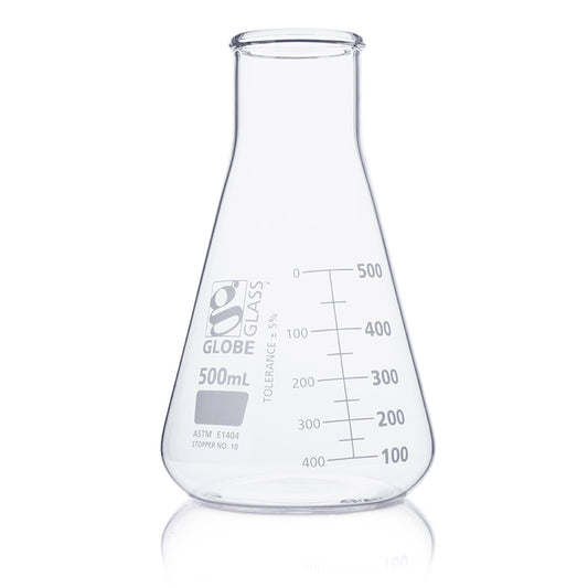 Globe Scientific Wide Mouth Erlenmeyer Flask 8410500 500 mL Borosilicate Glass