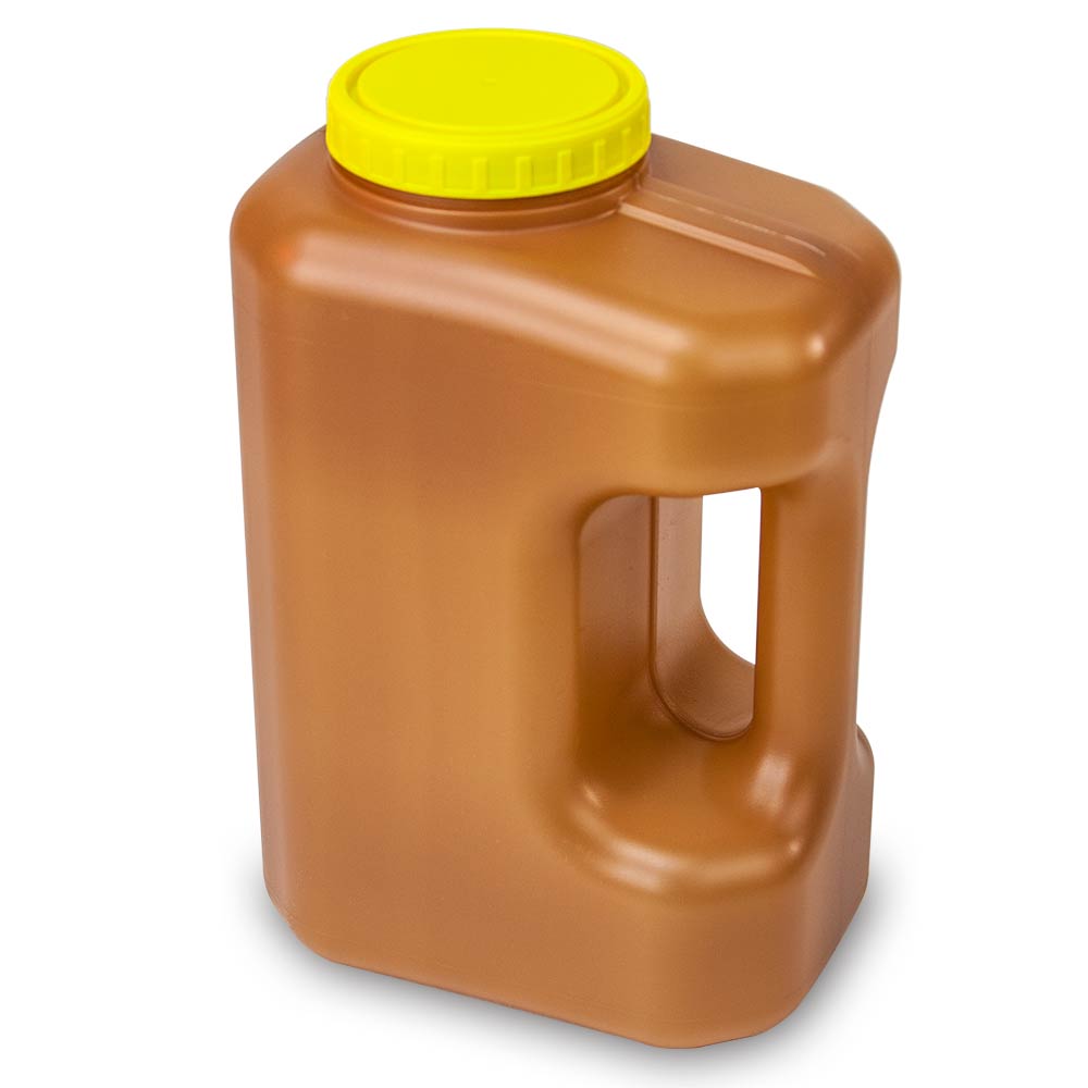 108030A - Globe Scientific 3L Amber PE 24-Hour Urine Collection Container Standard Affixed Screwcap CS30