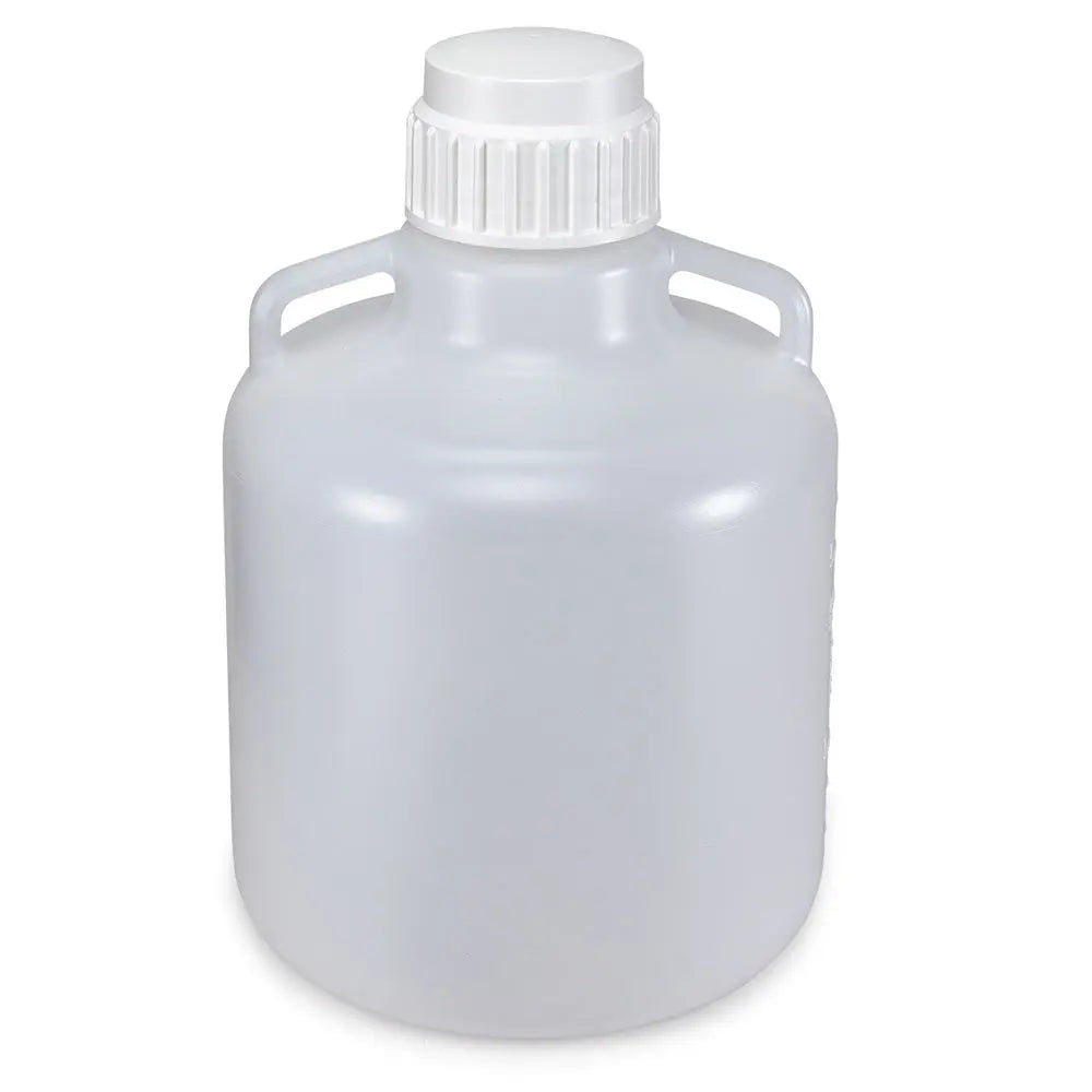 Globe Scientific Carboy, Round with Handles, LDPE, White PP Screwcap, 10 Liter, Molded Graduations 7250010 Laboratory Equipment