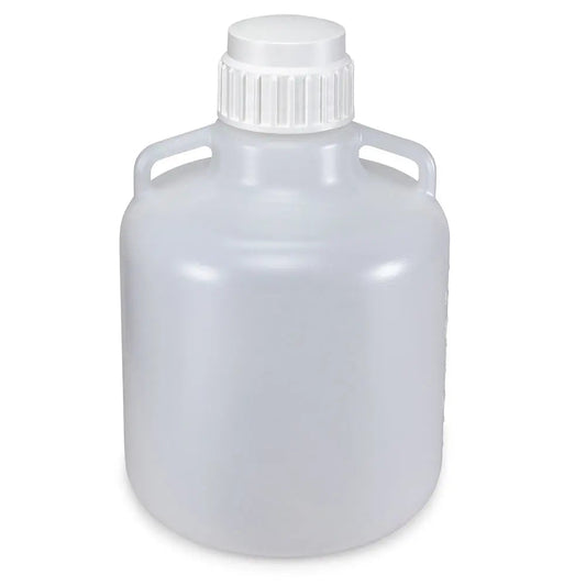 Globe Scientific Carboy, Round with Handles, LDPE, White PP Screwcap, 10 Liter, Molded Graduations 7250010 Laboratory Equipment