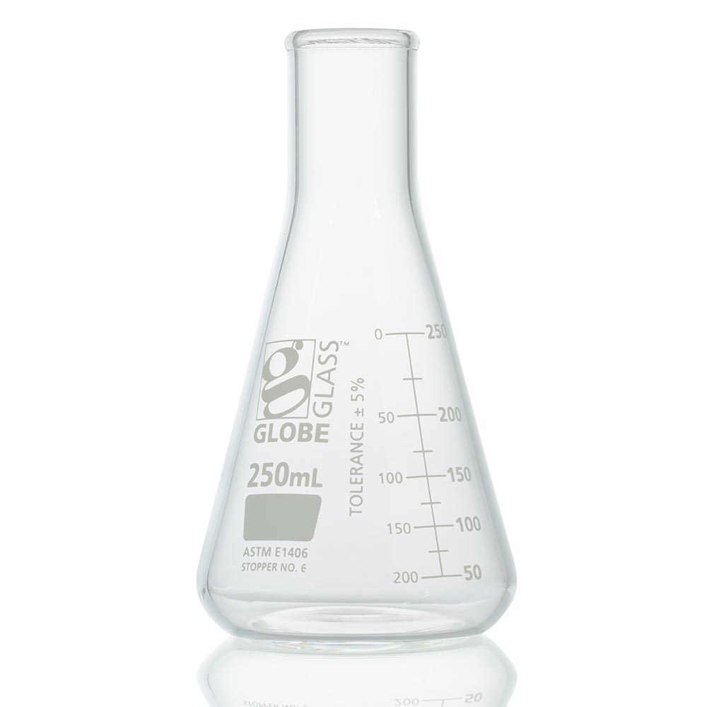 Globe Scientific Narrow Mouth Erlenmeyer Flask 8430250 250 mL Borosilicate Glass