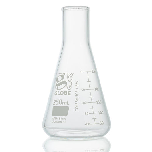 Globe Scientific Narrow Mouth Erlenmeyer Flask 8430250 250 mL Borosilicate Glass