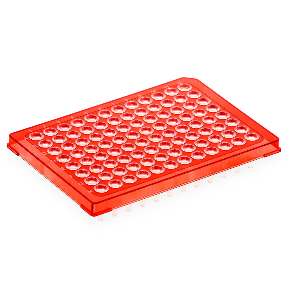 Diamond Shell 96-Well Half Skirt PCR Plate Red Frame Case