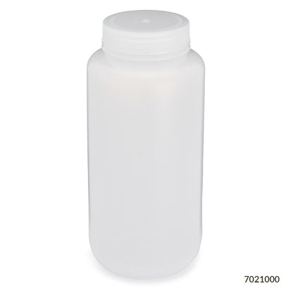 Globe Scientific Bottle, Wide Mouth, Ldpe Bottle, Attached Pp Screw Cap, 12/Pack 30 mL to 1000 mL