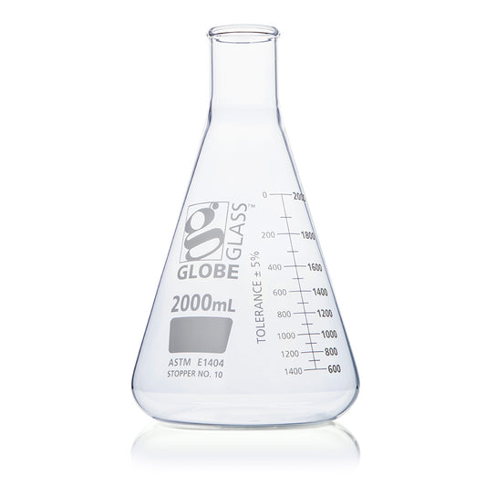 Globe Scientific Narrow Mouth Erlenmeyer Flask 8402000 2000 mL Borosilicate Glass