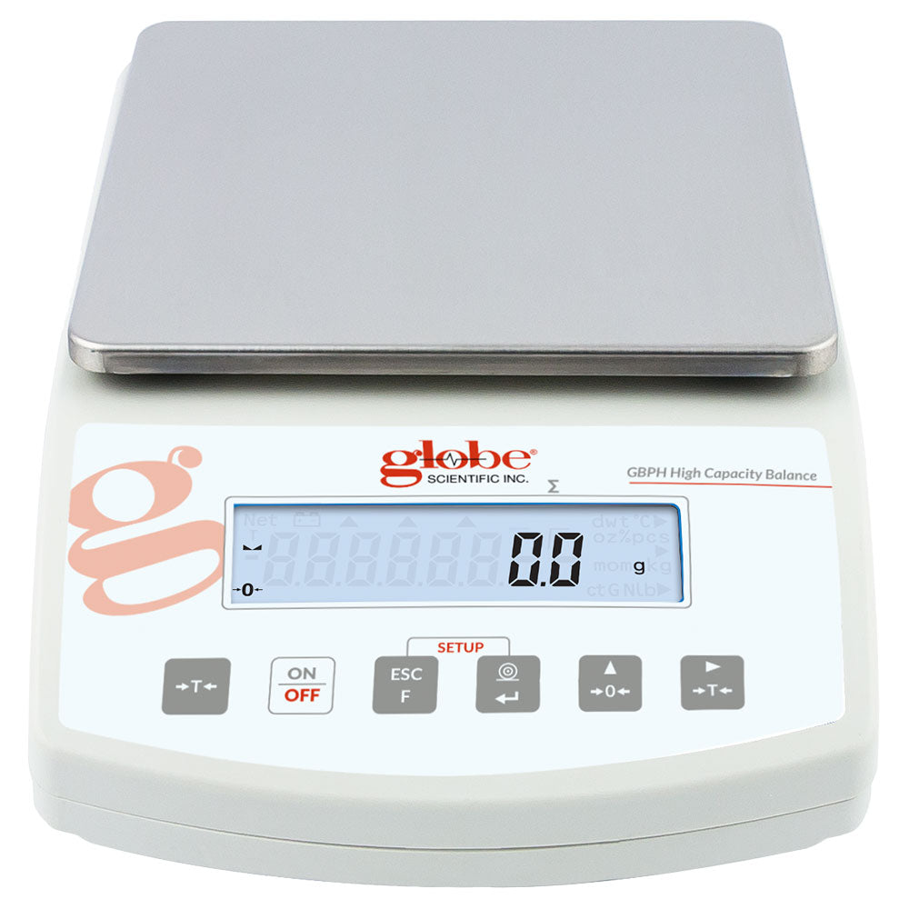 Globe Scientific Top-Loading Balance 6000g × 0.1g Portable w/ ISO 17025 Cert | GBPH-6001-CT | LabSupplies.com