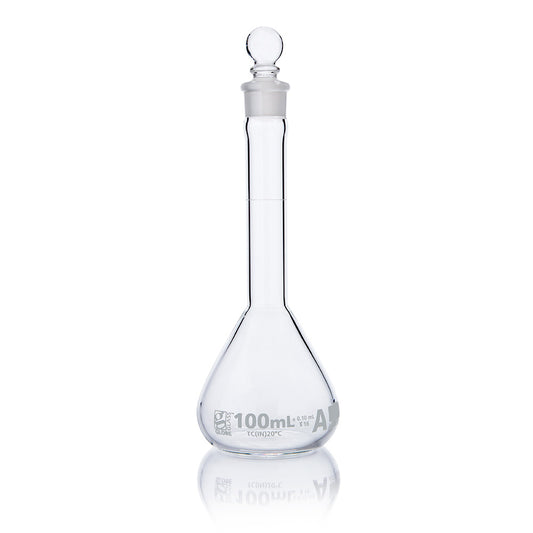 Globe Scientific Wide Mouth Volumetric Flask 8230100 100 mL Borosilicate Glass