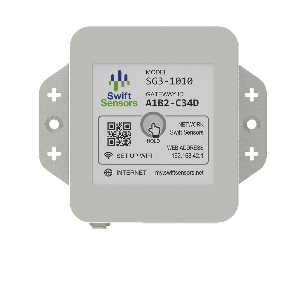 Included: Swift Sensors SG3-1010 gateway (Wi-Fi / Ethernet / PoE)
