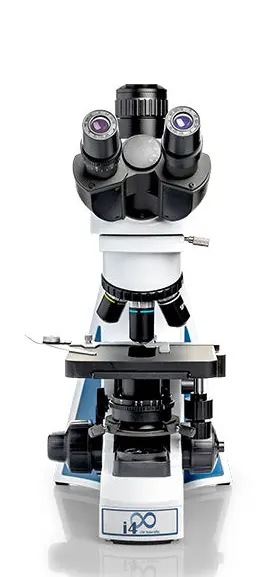 Infinity semi-plan trinocular microscope with LED illumination and C-mount adapter