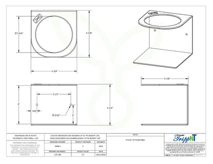 TrippNT 50080 — engineering drawing with dimensional callouts (4.75 x 4.25 x 4.875 inches WHD)