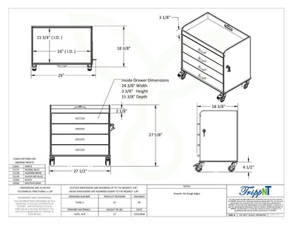 TrippNT 53591 Extra Wide Compact Cart Dolphin Gray Angle View Recessed Tray