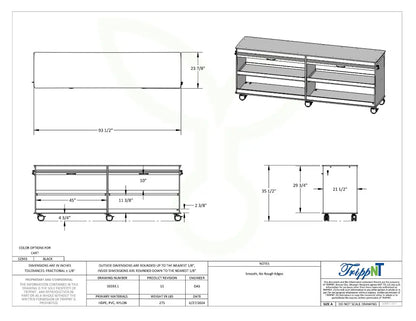 TrippNT 52943 Black Belize Lab Island Cart Angle View Tambour Door Closed
