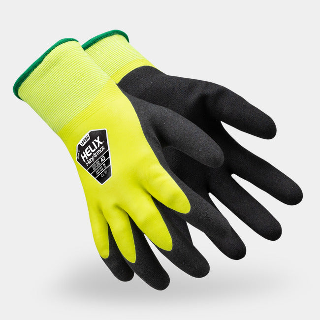 HexArmor Helix 1049W Cold Weather Coated Gloves — Box of 12 pairs | ANSI Cut A3, Latex Palm, 15-Gauge
