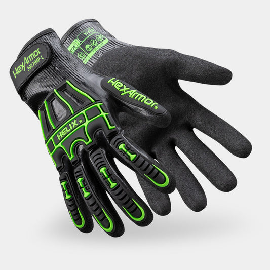 HexArmor Helix 3027IMP Water-Resistant Gloves | ANSI Cut A7, Sandy Nitrile Palm, 21-Gauge