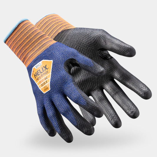 HexArmor Helix 3052 Thin Work Gloves — Box of 12 pairs | ANSI Cut A4, Polyurethane Palm, 21-Gauge