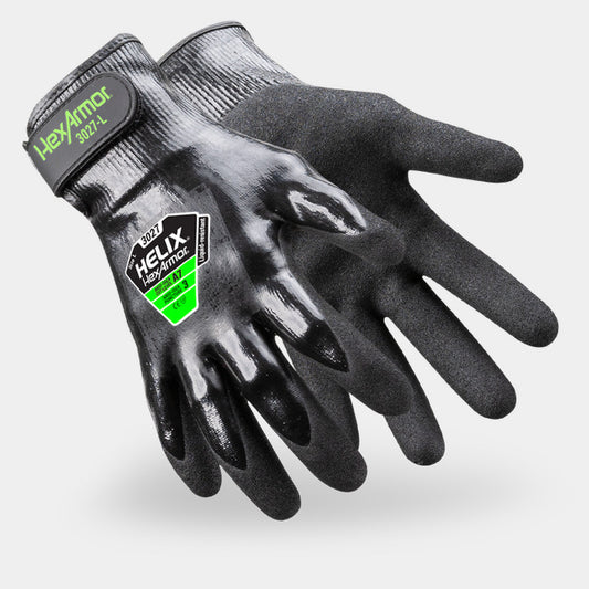 HexArmor Helix 3027 Water-Resistant Gloves | ANSI Cut A7, Sandy Nitrile Palm, 21-Gauge