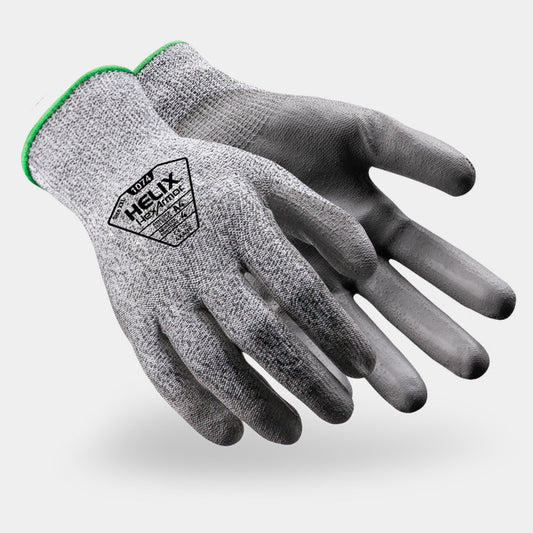 HexArmor Helix 1074 Abrasion Resistant Gloves — Box of 12 pairs | ANSI Cut A4, Polyurethane Palm, 13-Gauge