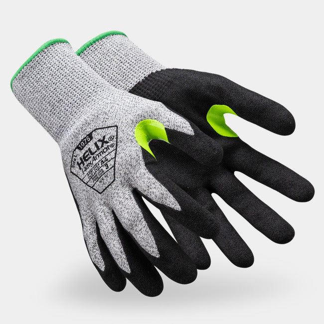 HexArmor Helix 1075 Touchscreen Gloves — Dozen (12 pairs) | ANSI Cut A4, Sandy Nitrile Palm, 13-Gauge