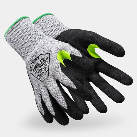HexArmor Helix 1075 Touchscreen Gloves — Dozen (12 pairs) | ANSI Cut A4, Sandy Nitrile Palm, 13-Gauge