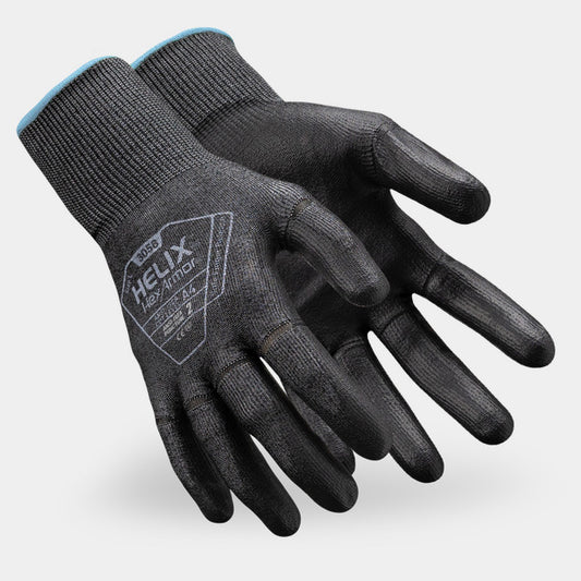 HexArmor Helix 3058 Tear-Away Knit Gloves — Box of 12 pairs | ANSI Cut A4, Polyurethane Palm, 18-Gauge